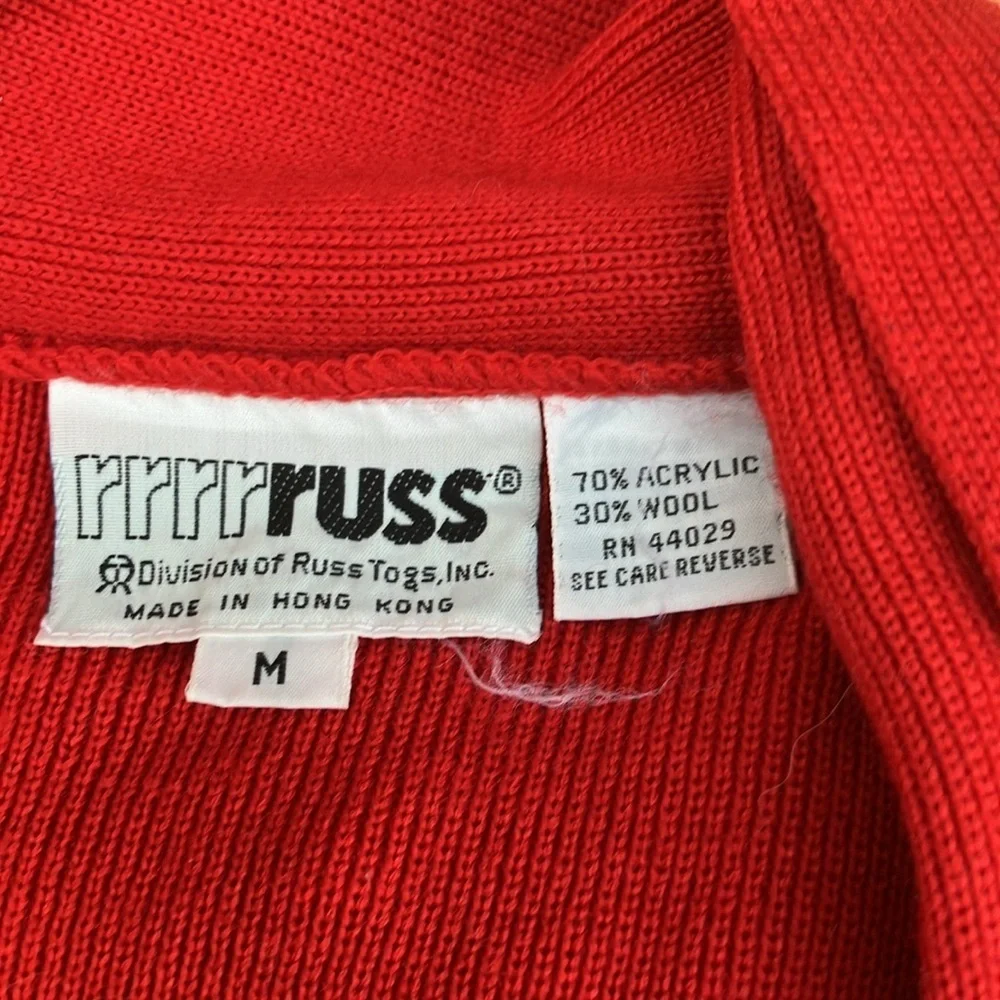 1980’s rrrrruss Russ Togs pleated shoulder sleeveless low close sweater M wool